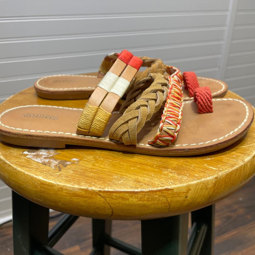 Soludos Toe Ring Multi Strap Leather & Thread Braided Sandals